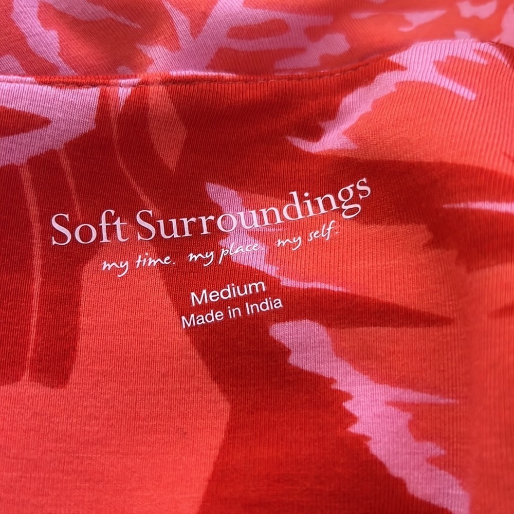 SOFT SURROUNDINGS Tropical Leaves Beaded Del Rio Tunic Blouse in Orange Size Med - Picture 5 of 6